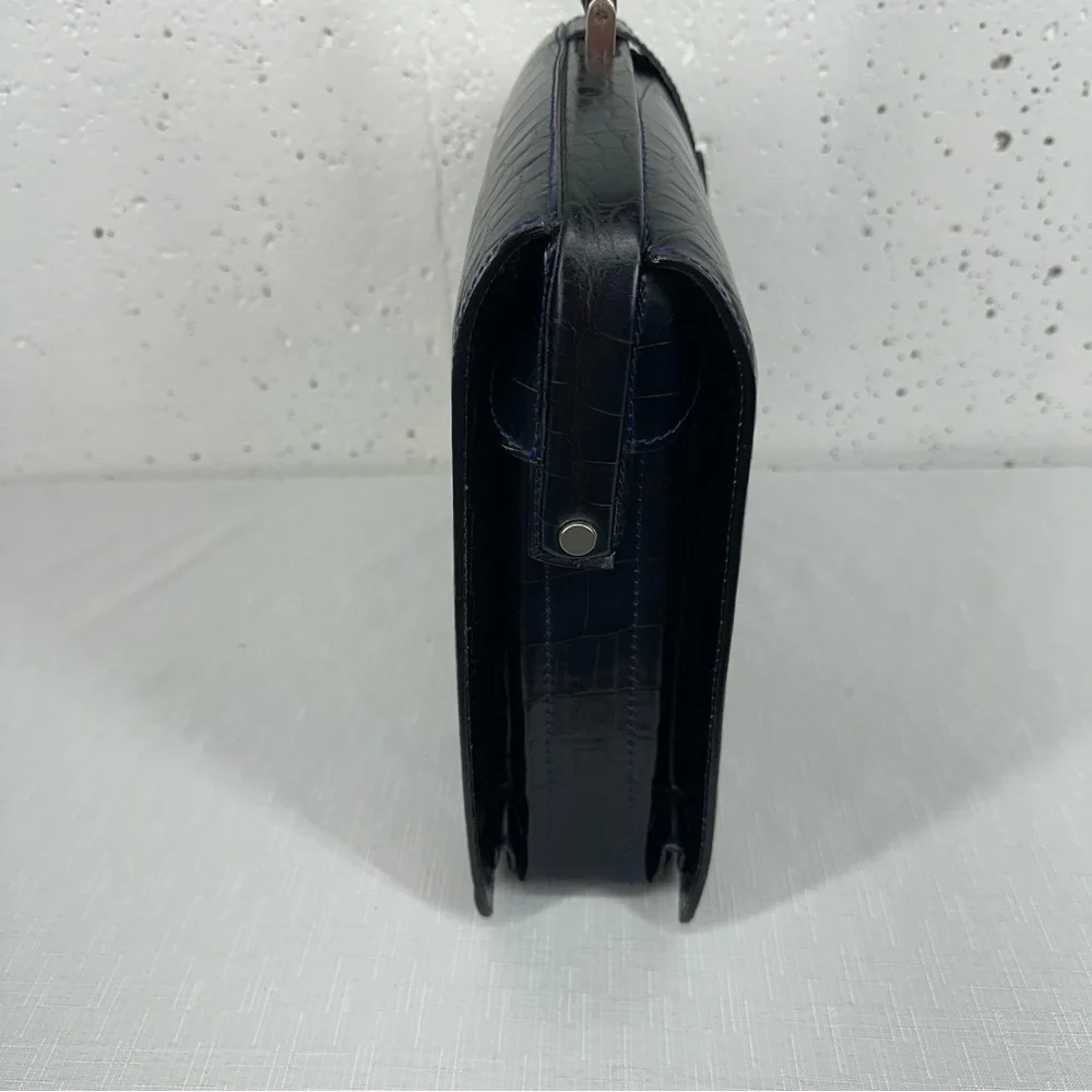 Bosca Blue Alligator Leather Partners Briefcase and Key - Picture 4 of 16